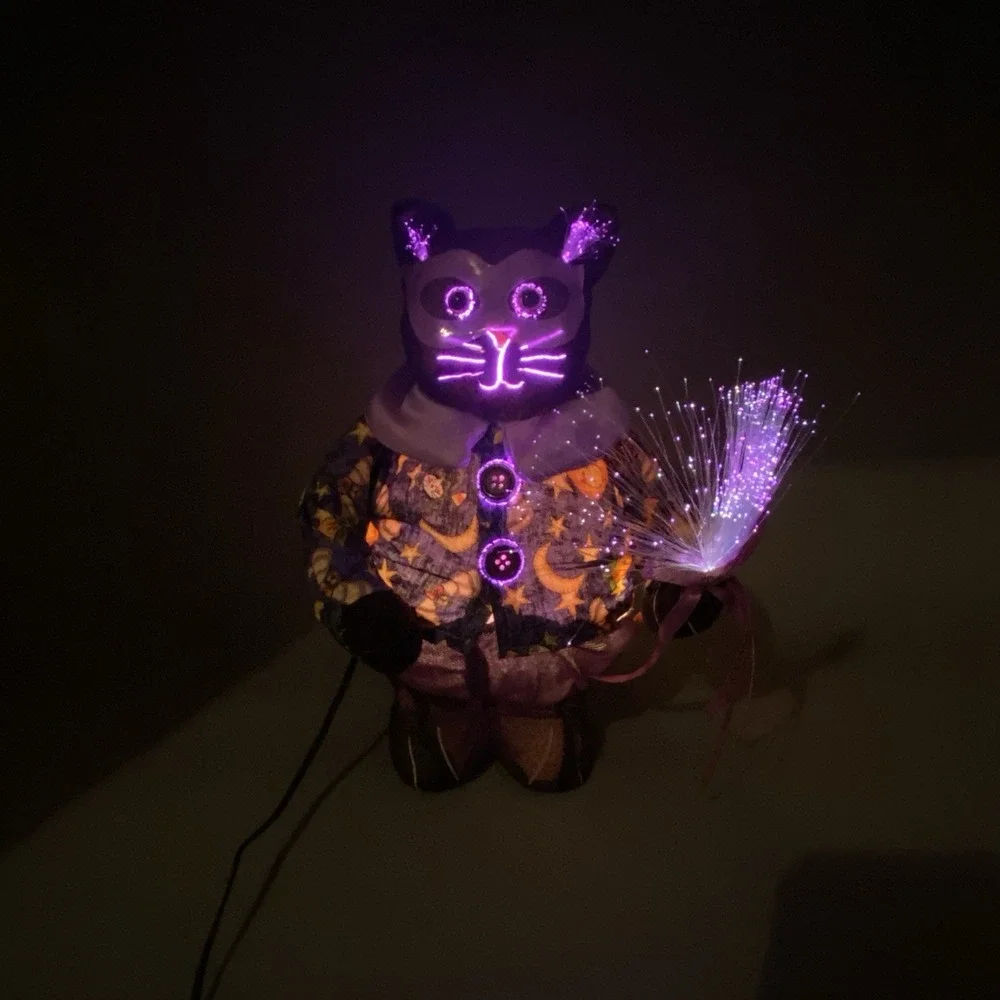 Vintage Halloween Fiber Optic Black Cat 12